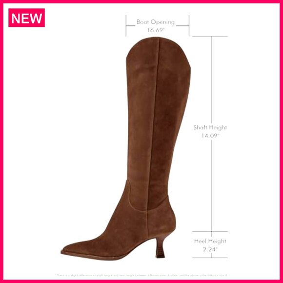 Wide Calf Knee High Boots Kitten Heel Pointed Toe Side Zipper Fall Winter - Picture 5 of 8